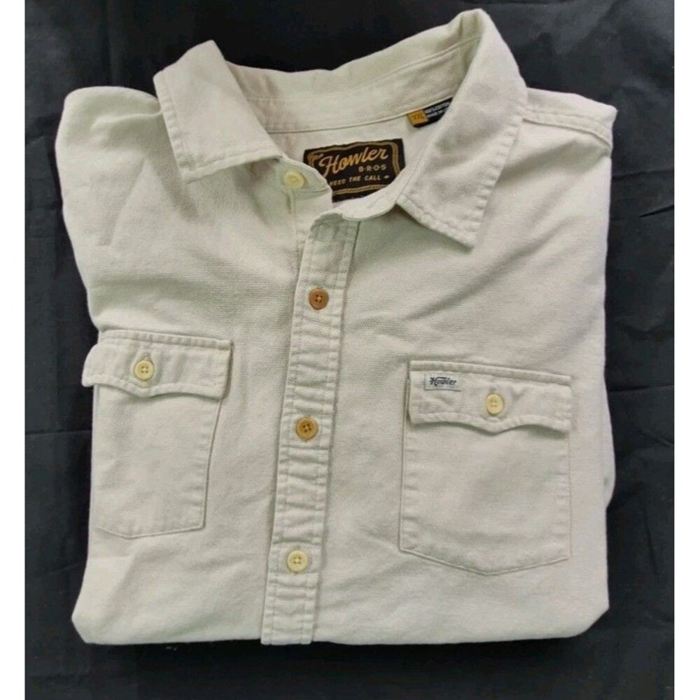 Howler Bros Novato Shirt Men's Size XXL Light Beige Heavy Cotton Western